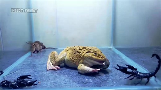 Bullfrog Tries to Eat Big Snake Scorpion Mouse 🐁 | Insect Forest