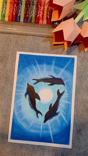 🌊🐬 Easy Underwater Dolphin Drawing | Oil Pastel Art Tutorial for Beginners #art #drawing