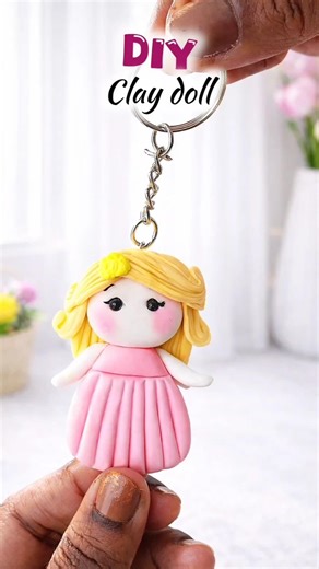 Cute clay doll keychain using clay #claycraft #shorts #claydoll