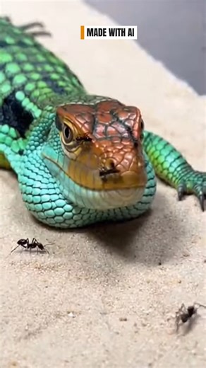 A Caiman Lizard demonstrates an advanced kinetic response while managing interaction with a large ant collective. #CaimanLizard #Ants #ArthropodMechanics #KineticDefense ⚙️ AI-generated dramatization — No real insects or creatures are involved in these visuals. | Wooflyn