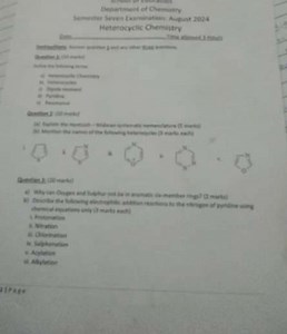 Heterocyclic ChemistryQuestion 1: (20 marks)Define the follo... | Filo