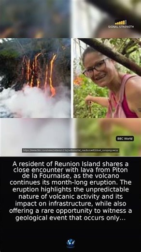 Resident Captures Rare Moment Near Lava Flows on Reunion Island