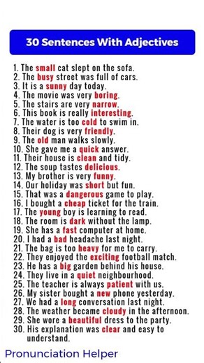 Sentences With Adjectives