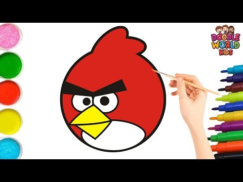 How to Draw Angry Bird | Easy Cartoon Drawing and Coloring for Kids | Learn with Fun | Doodle