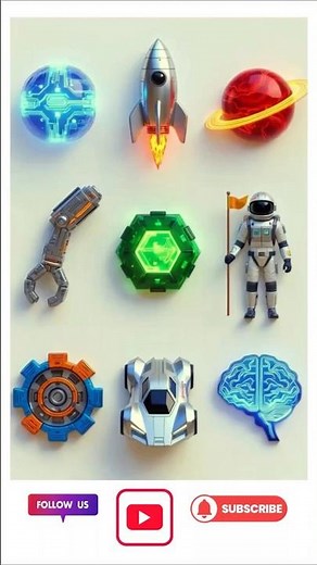 3D Sci-Fi Icon Grid 🚀🧩 | Futuristic Symbols!