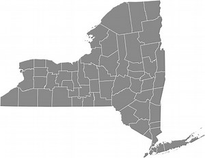 New York county map vector outline gray background. Map of New York...