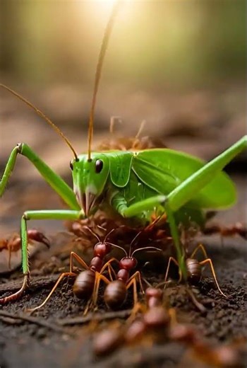 Army Ant Swarm Overwhelms Live Katydid