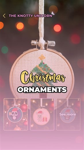 Christmas stitching just hits different. 🎄 Here are some cross stitch ornaments available on my Etsy shop. So if you’re looking for a crafty gift or want to stitch something festive this season, explore my shop now! Come celebrate the season with a little stitching magic. 🧵💖 #crossstitchersofinstagram #crossstitching #craftcommunity #knottyunicorn | The Knotty Unicorn - Cross Stitch Patterns & Supplies