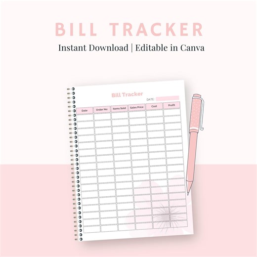 Bill Tracker Printable | Small Business Finance, Sales & Profit (digital Download) - Etsy