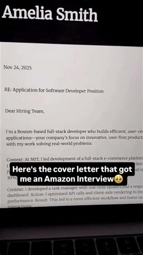 Here’s the Cover Letter That Got Me an Amazon Interview | ResumeUp.AI
