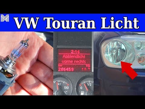 VW Touran low beam - changing the light bulb - light defective