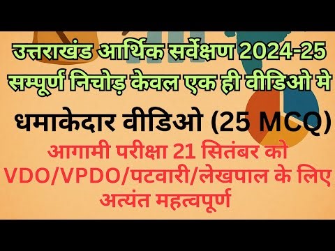 #uttarakhand economic survey 2024-2025 (25 MCQ)// उत्तराखंड आर्थिक सर्वेक्षण 2024-2025//