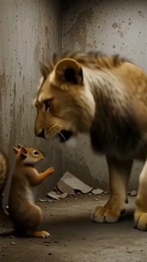 Squirrels fighting with lions #anmals #shortvideo #funny
