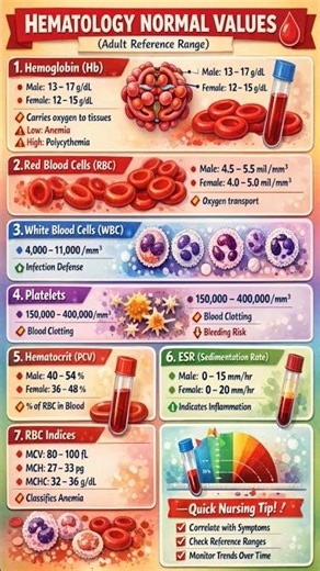 Blood normal values | BSc nursing #hematology #blood #normal #values #bscnursing
