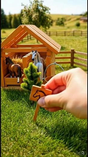 1️⃣ Mini Horse Farm Build 🐎 | Horse Shed & Drinking Pond Village Setup