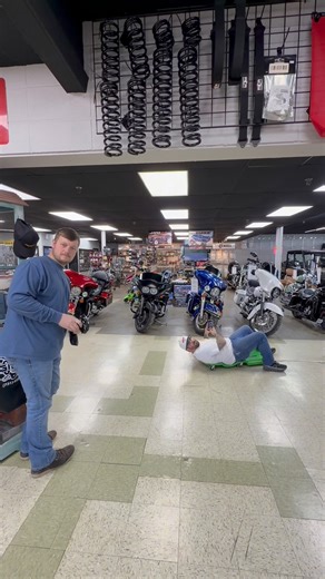 You never know what you may see when you walk in our door…our sales guy and media guy were caught in the act 🤣🤣🤣 #choosegillis | Gillis Power Sports