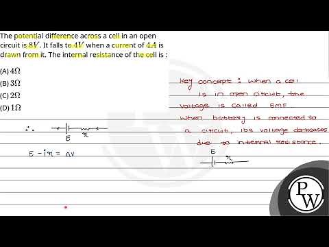 The potential difference across a cell in an open circuit is \\\\(8 V\\\\). It falls to \\\\(4 V\\\\) wh....