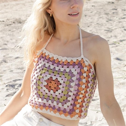 Crochet Granny Square Halter Top Pattern Boho Summer Crop Top Tutorial Digital Download PDF - Etsy Australia