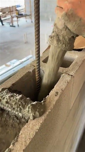 ​🧱🏗️ Concrete Block Grout Filling with Pump Hose