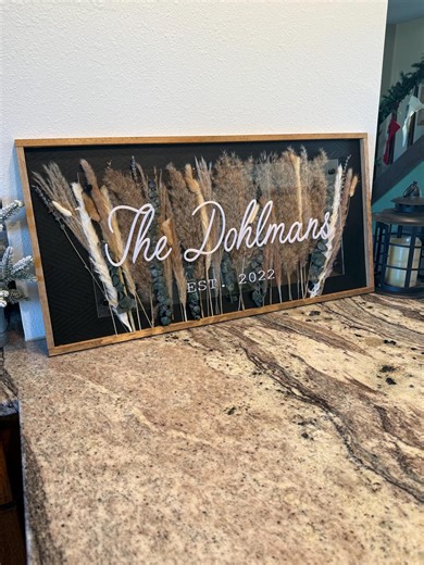 Name Sign- Boho Decor- Wedding Sign - Floral Acrylic Sign- Pampas Grass - Etsy