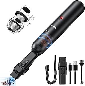 RUBOT Mini Handheld Vacuum Cleaner, 16000PA Powerful Suction,USB Charging, Keyboard Cleaner, Cordless Vacuum for Car Home and Office, Black（P12）
