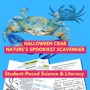 Halloween Crab Animal Study | Science Literacy & C.E.R. Lesson | Choice Board