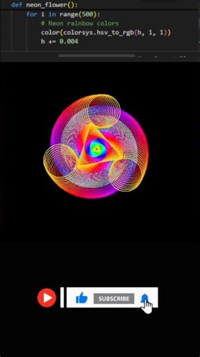 Neon Rainbow Flower Using Python Turtle! #python #coding #turtlegraphics