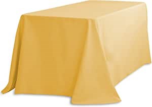 LinenTablecloth 90 x 132-Inch Rectangular Polyester Tablecloth with Rounded Corners, Gold