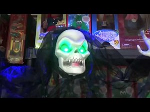 Gemmy Halloween Animated "Floating Green Eyed Reaper" With Lighted Eyes. (Uncommon)