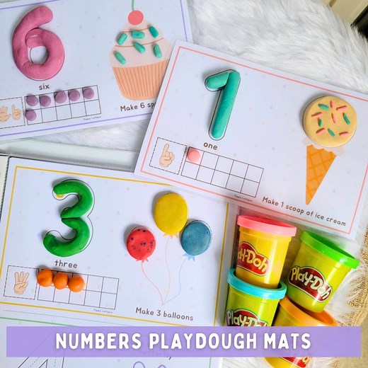 Numbers Playdough Mats, Preschool Play Dough Mats Printable, Counting Mats for Kids, Montessori, Preschool Activity, Homeschool Learning - Etsy