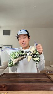 Produce I love to freeze to avoid waste… plus it saves me so much time 🧊 I also make sure to always save my @ziploc bags and reuse! | James Bok