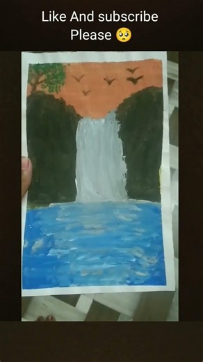 Easy Waterfall Scenery Drawing | Nature Painting Tutorial