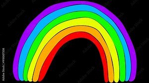 Cartoon Element animation showing a rainbow appearing and lighting up