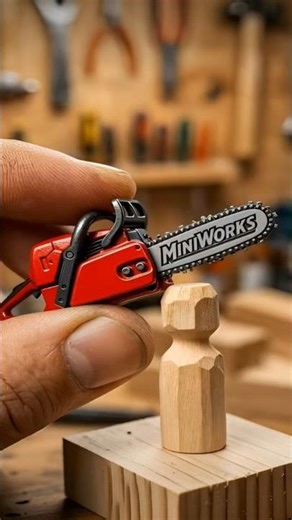 World’s Smallest Chainsaw Carving Wood?! 🤯#shorts