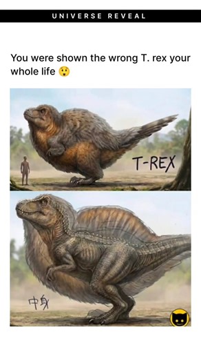 RevealFacts on Instagram: "For a long time, movies showed T. rex as slim, scaly, and very reptile-like. That image is now changing. New research suggests that large dinosaurs like T. rex were heavier and more solid in shape, with thick muscles and a stronger body structure. The extra bulk seen in modern reconstructions is not fat. It represents muscle mass, support tissues, and insulation that helped the animal maintain its body temperature. These features would have made T. rex more stable and