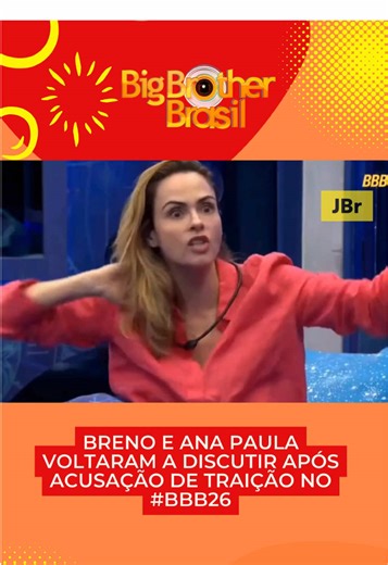 🔥 A treta continua no #BBB26. Breno e Ana Paula voltaram a discutir neste domingo (8), reabrindo uma briga iniciada no dia anterior dentro da casa. 🗣️ O desentendimento aconteceu após Ana Paula romper a aliança com Chaiany e Babu, o que levou Breno a acusá-la de traição no jogo. “Você faz isso o tempo todo, coloca plateia e vai explicando. De estratégia, sim [você é a traidora]. Você queria mudar e pronto. Está tentando justificar que houve uma traição de uma pessoa pra você fazer o seu movime