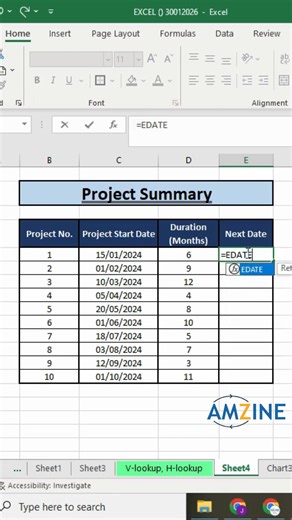 Learn to use Edate formula on Excel. Join our Excel training course today. : : #ComputerInstitute #MSExcel #ExcelTraining #ComputerClasses #SkillDevelopment #JobOrientedCourse #BasicComputer #ExcelForBeginners #PracticalLearning #DigitalSkills | Amzine Institute