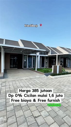 Rumah free Dp free biaya tipe cica (6X12) perum java residence Krian Sidoarjo Spesifikasi rumah : LB 36 M LT 72 M (6X12) kamar tidur 2 kamar mandi 1 ruangan tengah dapur belakang carport free kanopi Harga 385 juta KPR Dp 0% angsuran mulai 1,6 juta PROMO PEMBELIAN : FREE UANG MUKA FFREE BIAYA-BIAYA (AJB, BBN, PBB, NOTARIS, KPR, ASURANSI) SUBSIDI BUNGA KPR 2% BONUS KANOPI, TAMAN, POMPA Fasilitas perumahan : Cluster one gate system, security 24 jam, Alfamart Sarana ibadah (mushola), taman bermain a
