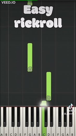 Easy to learn Rick roll on piano #shorts #tutorial #piano #rickroll #pianotutorial