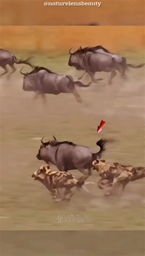 How Wildebeest Outsmart Wild Dogs in the Wild! #shorts