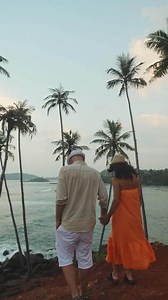 Download couple together walk in tropical island coast watch sunrise enjoy honeymoon for free