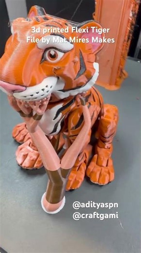 MatMire Makes 3D Printed Flexi Tiger in 38 Hours Print with Bambulab H2D
