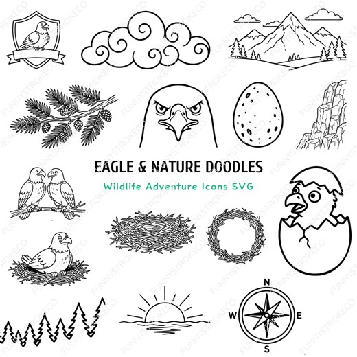 Eagle Nature SVG Bundle | Wildlife Adventure Clipart, Mountains, Forest Vector (digital Download) - Etsy