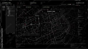 Futuristic tracking technology analyzes the destination location of the target gps signal. Analysis system tracking the destination position. Destination tracking analysis program following the target