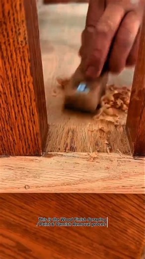 Satisfying Wood Finish Removal Using Hand Scraper | Precision Furniture Restoration Process