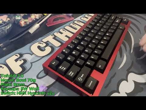 Tofu60 2.0 Typing with HMX Hyacinth v2u (brass plate)