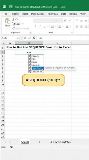 Excel SEQUENCE Function #excel #exceltips