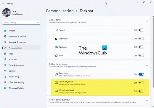 How to Hide or Show Virtual Touchpad in Windows 11