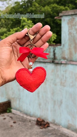 DIY Heart Keychain From Felt Sheet ❤️✨ #shorts #diy