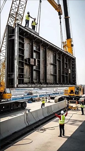 ARCH SEGMENT DISASTER! Giant Steel Piece Falls Off Lift! 😱🔥 #fail #engineering #construction #shorts